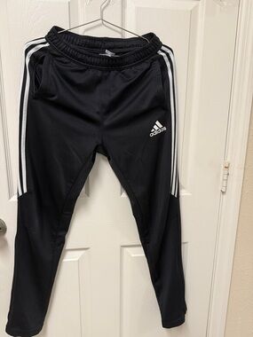 adidas men’s Black Three-Stripe Athletic Track Pants